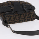 FENDI Zucca Canvas Chain Shoulder Bag Black Brown Auth 201338V-6