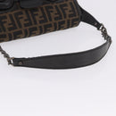 FENDI Zucca Canvas Chain Shoulder Bag Black Brown Auth 201338V-7