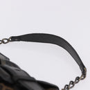 FENDI Zucca Canvas Chain Shoulder Bag Black Brown Auth 201338V-8