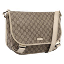 GUCCI GG Supreme Shoulder Bag PVC Beige Silver 201732 Auth 201340-1