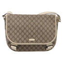 GUCCI GG Supreme Shoulder Bag PVC Beige Silver 201732 Auth 201340-13