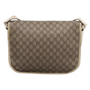 GUCCI GG Supreme Shoulder Bag PVC Beige Silver 201732 Auth 201340-2