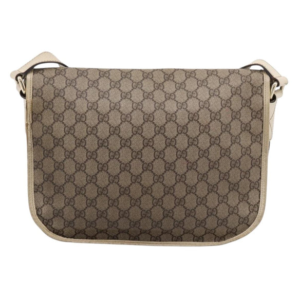 GUCCI GG Supreme Shoulder Bag PVC Beige Silver 201732 Auth 201340