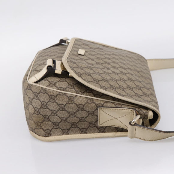 GUCCI GG Supreme Shoulder Bag PVC Beige Silver 201732 Auth 201340