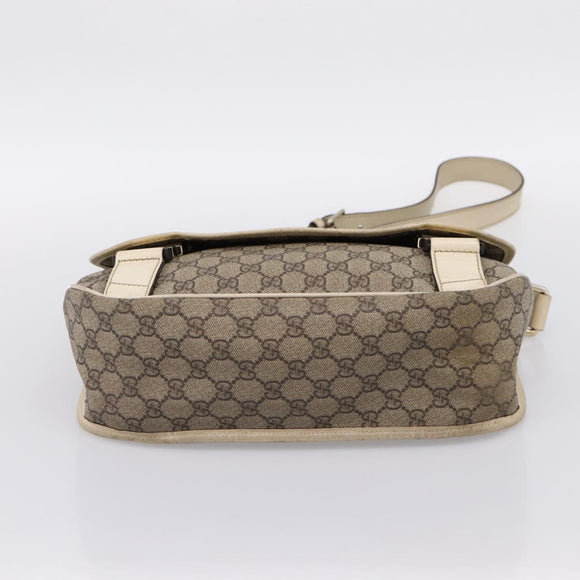 GUCCI GG Supreme Shoulder Bag PVC Beige Silver 201732 Auth 201340
