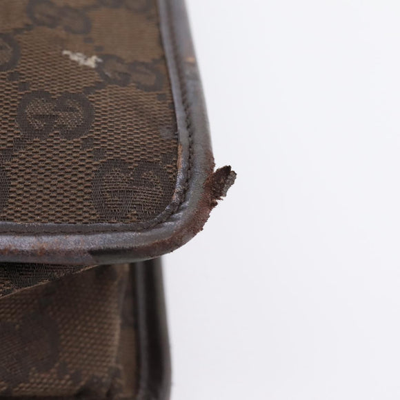 GUCCI GG Canvas Shoulder Bag Brown Gold 91762 Auth 201343