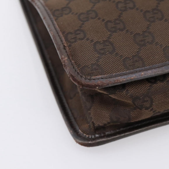 GUCCI GG Canvas Shoulder Bag Brown Gold 91762 Auth 201343