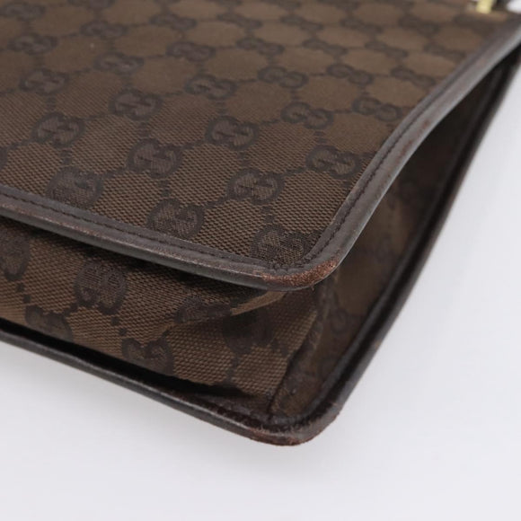 GUCCI GG Canvas Shoulder Bag Brown Gold 91762 Auth 201343