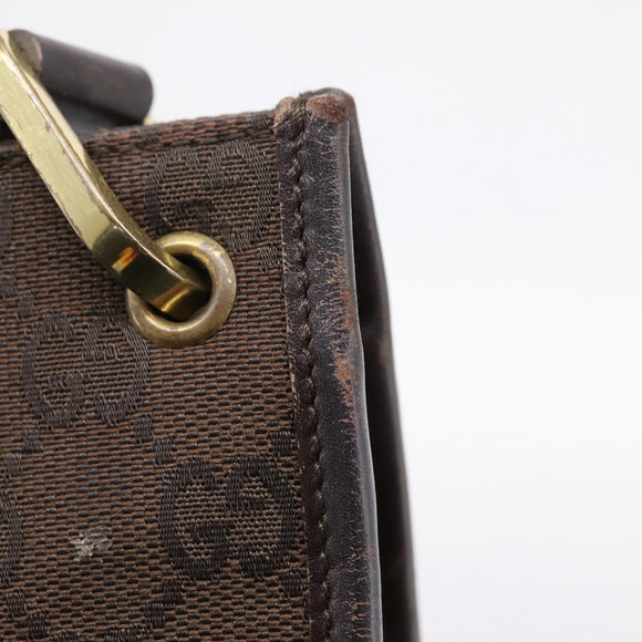 GUCCI GG Canvas Shoulder Bag Brown Gold 91762 Auth 201343