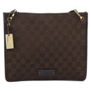 GUCCI GG Canvas Shoulder Bag Brown Gold 91762 Auth 201343-2