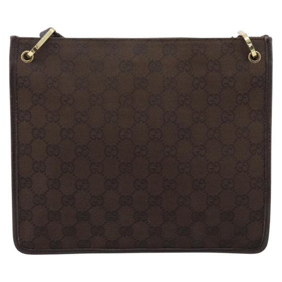 GUCCI GG Canvas Shoulder Bag Brown Gold 91762 Auth 201343