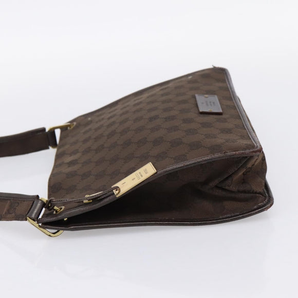 GUCCI GG Canvas Shoulder Bag Brown Gold 91762 Auth 201343
