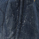 PRADA Canapa MM Hand Bag Denim Blue Gold Auth 201344-4