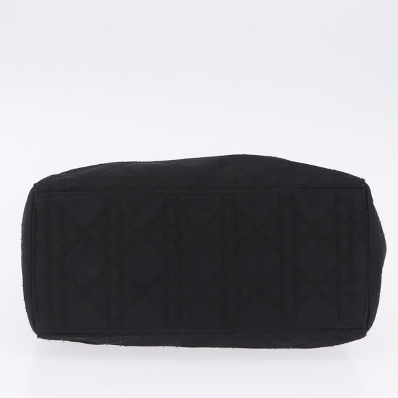 Christian Dior Lady Dior Canage Hand Bag Nylon Black Silver Auth 201347