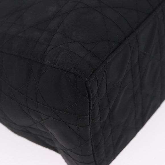 Christian Dior Lady Dior Canage Hand Bag Nylon Black Silver Auth 201347