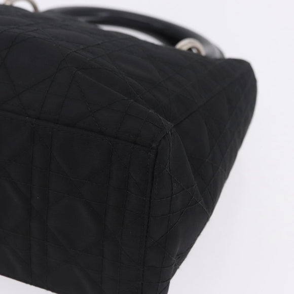 Christian Dior Lady Dior Canage Hand Bag Nylon Black Silver Auth 201347