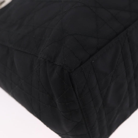 Christian Dior Lady Dior Canage Hand Bag Nylon Black Silver Auth 201347