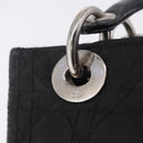 Christian Dior Lady Dior Canage Hand Bag Nylon Black Silver Auth 201347-19