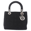 Christian Dior Lady Dior Canage Hand Bag Nylon Black Silver Auth 201347-13