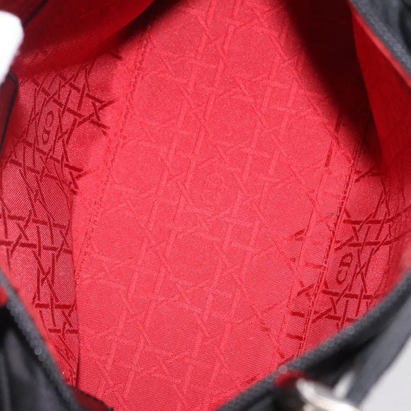 Christian Dior Lady Dior Canage Hand Bag Nylon Black Silver Auth 201347