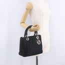 Christian Dior Lady Dior Canage Hand Bag Nylon Black Silver Auth 201347-27