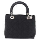 Christian Dior Lady Dior Canage Hand Bag Nylon Black Silver Auth 201347-2