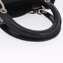 Christian Dior Lady Dior Canage Hand Bag Nylon Black Silver Auth 201347-8