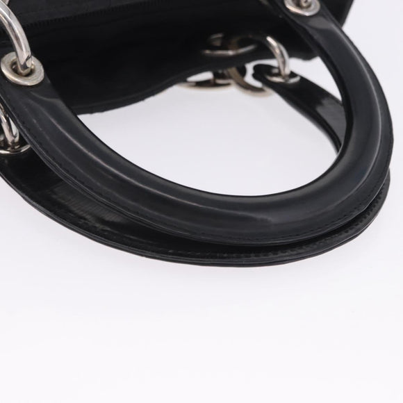 Christian Dior Lady Dior Canage Hand Bag Nylon Black Silver Auth 201347