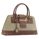 Christian Dior Straight Chic Hand Bag Canvas Beige Gold Auth 201348-1