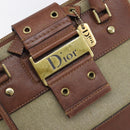 Christian Dior Straight Chic Hand Bag Canvas Beige Gold Auth 201348-15