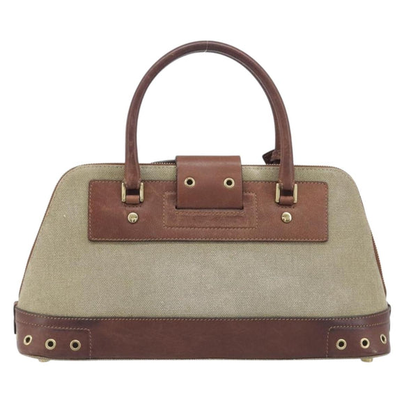 Christian Dior Straight Chic Hand Bag Canvas Beige Gold Auth 201348
