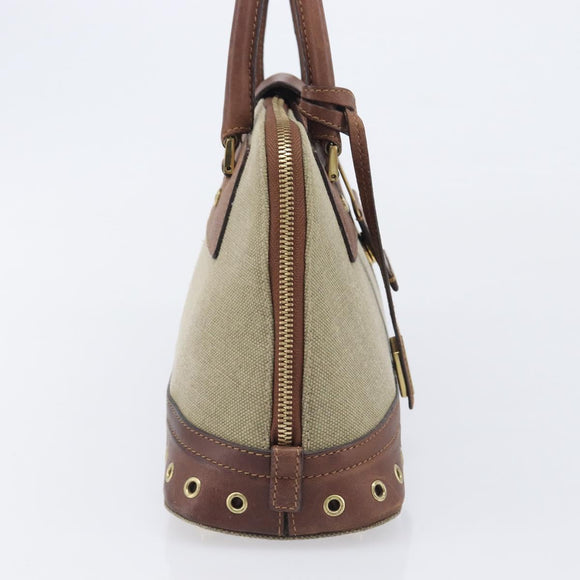 Christian Dior Straight Chic Hand Bag Canvas Beige Gold Auth 201348