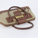 Christian Dior Straight Chic Hand Bag Canvas Beige Gold Auth 201348-6