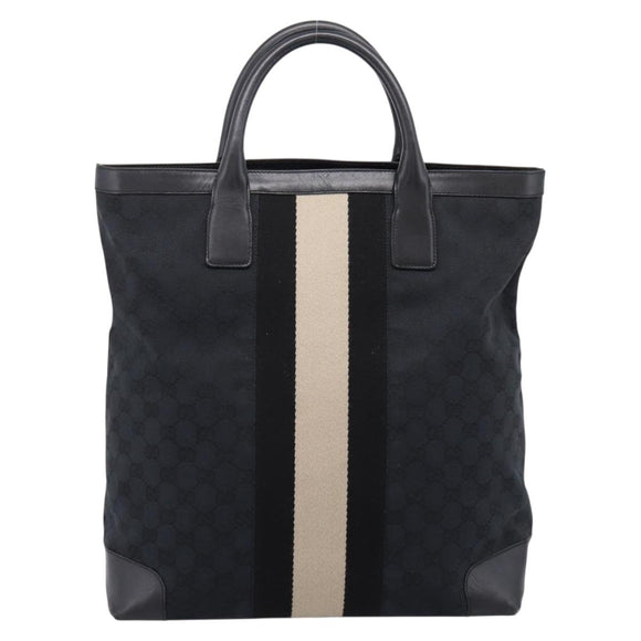 GUCCI GG Canvas Hand Bag Black Silver 002 1093 3444 Auth 201351