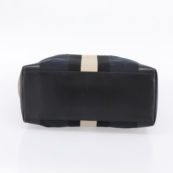 GUCCI GG Canvas Hand Bag Black Silver 002 1093 3444 Auth 201351