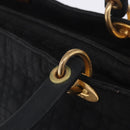 Christian Dior Lady Dior Canage Hand Bag Canvas Black Gold Auth 201352-16