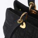 Christian Dior Lady Dior Canage Hand Bag Canvas Black Gold Auth 201352-17