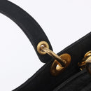 Christian Dior Lady Dior Canage Hand Bag Canvas Black Gold Auth 201352-19