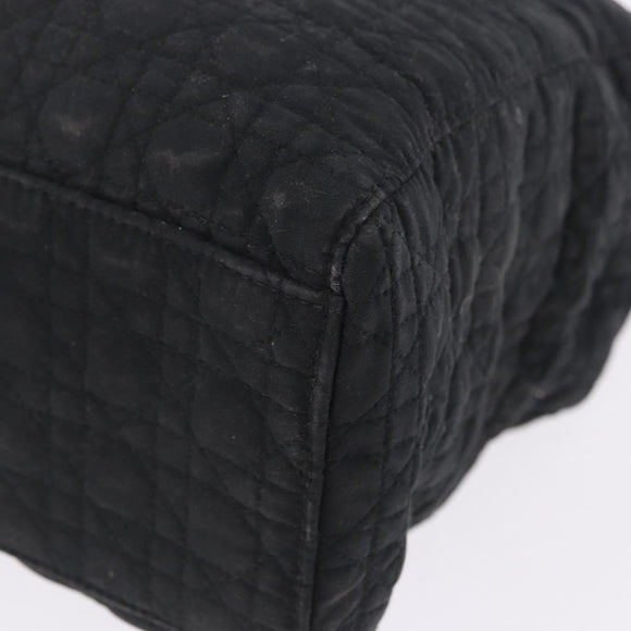 Christian Dior Lady Dior Canage Hand Bag Canvas Black Gold Auth 201352