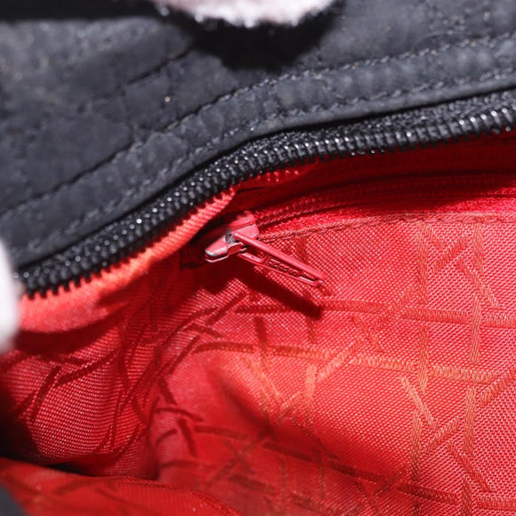 Christian Dior Lady Dior Canage Hand Bag Canvas Black Gold Auth 201352