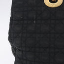 Christian Dior Lady Dior Canage Hand Bag Canvas Black Gold Auth 201352-3