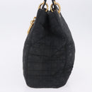 Christian Dior Lady Dior Canage Hand Bag Canvas Black Gold Auth 201352-4