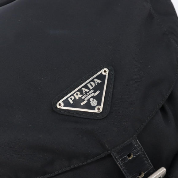 PRADA Backpack Nylon Black Silver Auth 201355