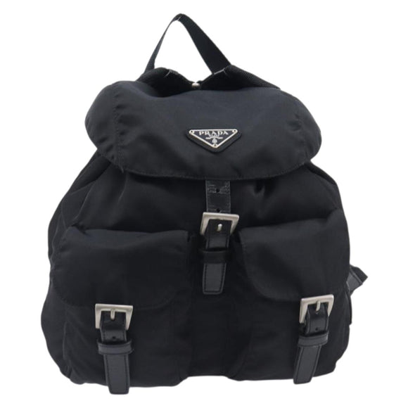 PRADA Backpack Nylon Black Silver Auth 201355