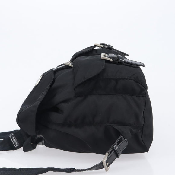 PRADA Backpack Nylon Black Silver Auth 201355