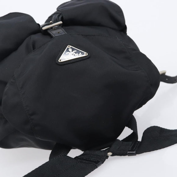 PRADA Backpack Nylon Black Silver Auth 201355