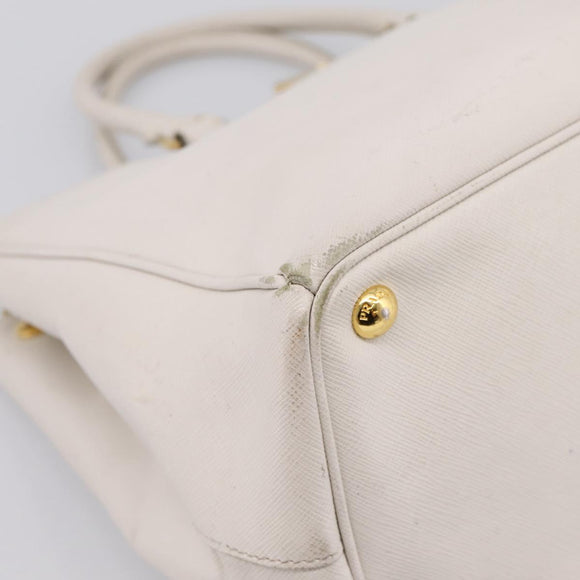 PRADA Galleria Hand Bag Saffiano leather White Gold Auth 201363