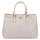 PRADA Galleria Hand Bag Saffiano leather White Gold Auth 201363-13