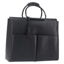 GUCCI Hand Bag Leather Black Silver 002 3754 1313 Auth 201365-1