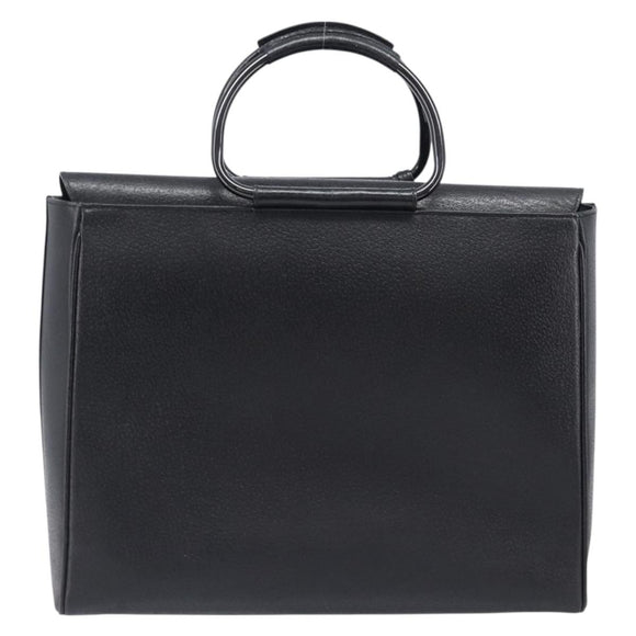 GUCCI Hand Bag Leather Black Silver 002 3754 1313 Auth 201365